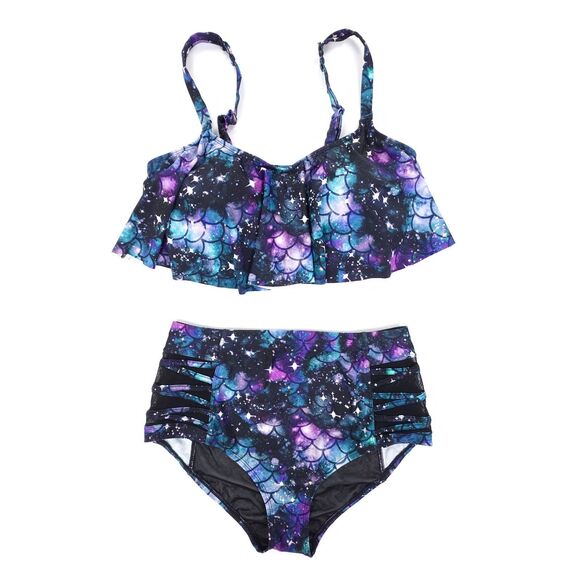 NEW Torrid Wireless Flounce Top High Rise Bottom Bikini Set Mermaid Celestial - Picture 1 of 10